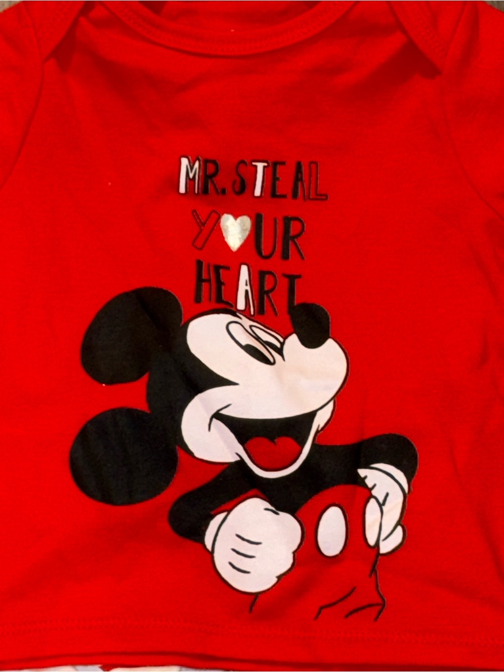 Disney Baby Mickey Mouse Mr Steal Your Heart 2 Piece Outfit NWT 6 9 Months - Picture 2 of 6